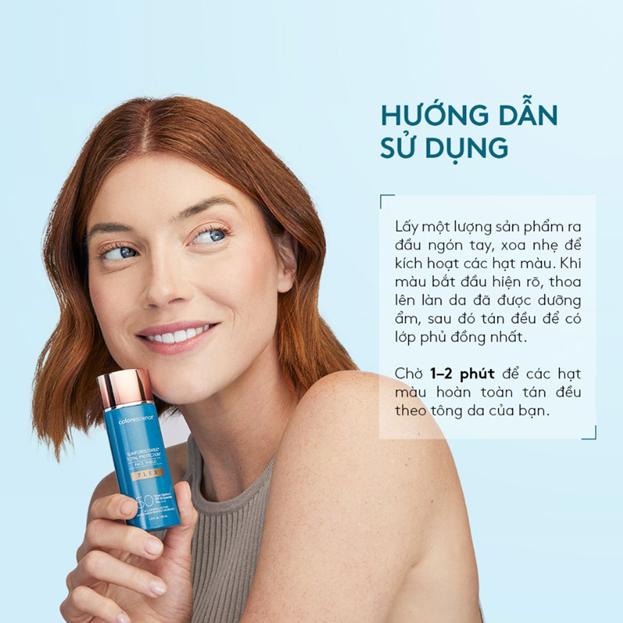 Colorescience Face Shield Flex SPF 50 - Fair là kem chống nắng vật lý kết hợp trang điểm nhẹ